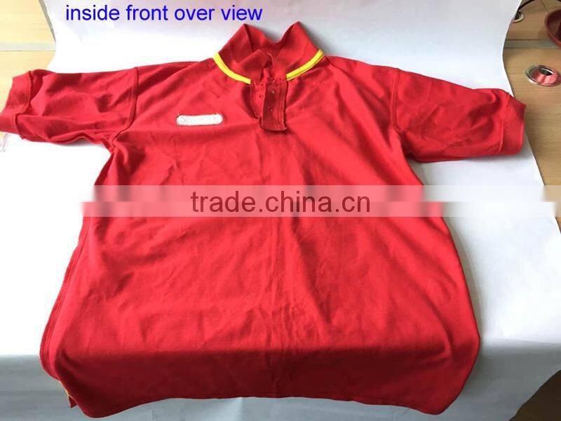 Embroidred LOGO 3pcs Transparent Front Fly Buttons 50% Polyester 50% Cotton Red T Shirt