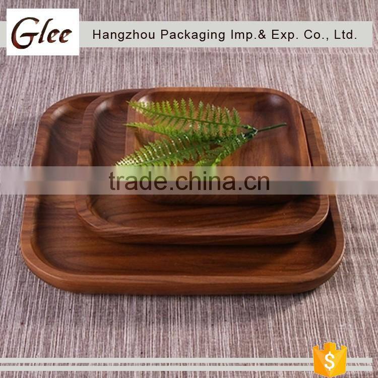 Wonderful finish lovely FSC dinner plate custom wood plate food round wooden plate