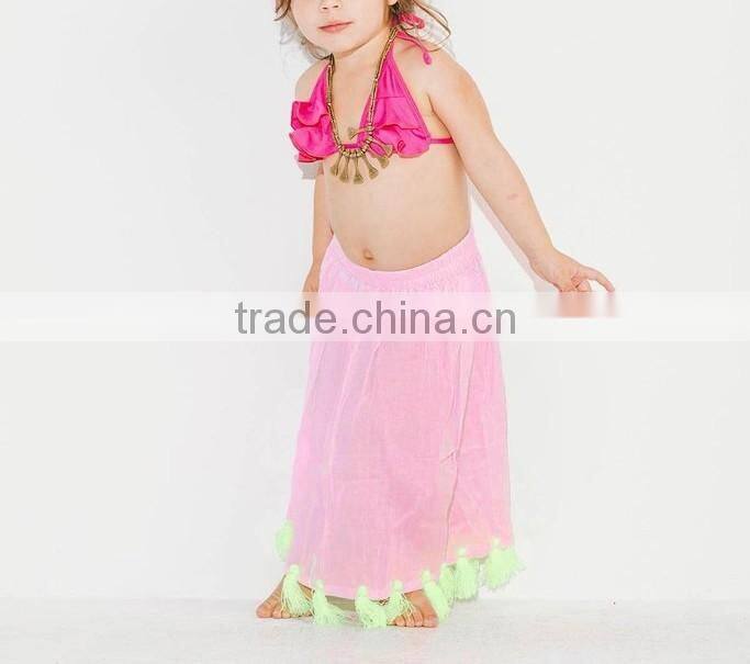 Little Pom Pom Gypsy Skirt Kids Frock Designs Children Clothing Pictures Of Long Skirts And Tops 2016 HSD5653