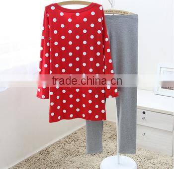 2015 fashion printing soft cotton homewear ,long sleeve sleepwear blank homewear ,lady's printing homewear