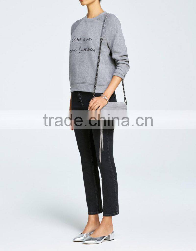 Sweatshirt woman 2017 crewneck long sleeve grey women tops for spring ,autumn