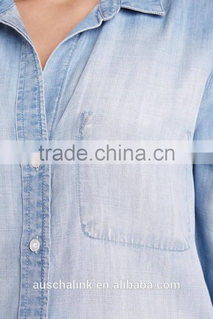 hot sale women light blue denim chambray shirt lowest price
