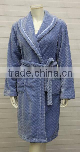 Women Jacquare Coral Fleece Ladies Long Bathrobes
