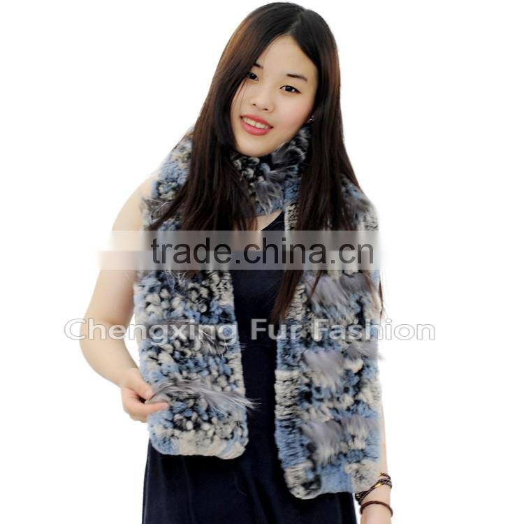 CX-S-55F New Latest Design Real Rex Rabbit Fur Winter Poncho Shawl Scarf