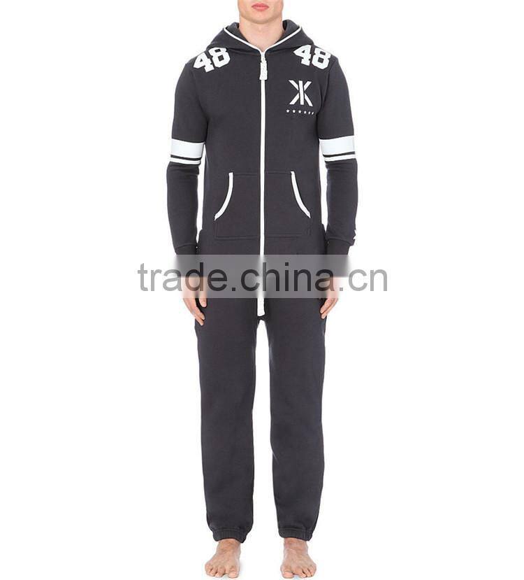PA0046A wholesale cheap black printed men's jumpsuits with hoodie