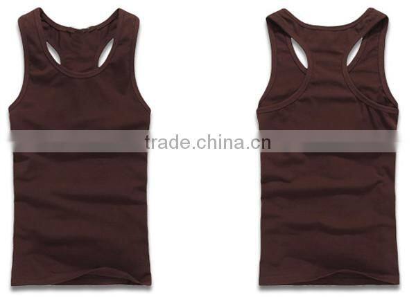 Pure color y back cotton fabric tank top for men