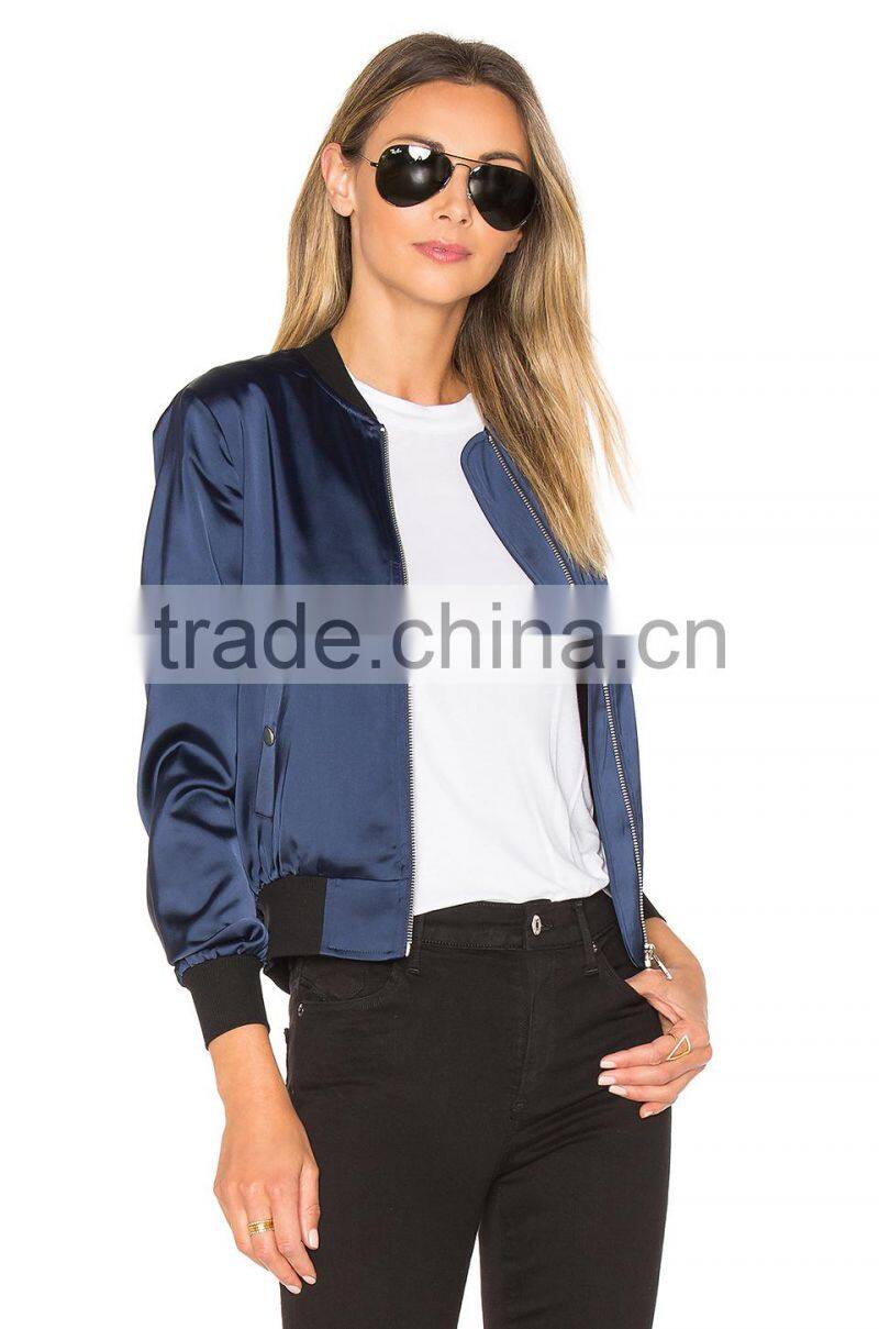 OEM Latest Lettering LOVE ME Back Embroidered Patch Bomber Jacket Customize 100% Polyester /Satin Jacket For Women