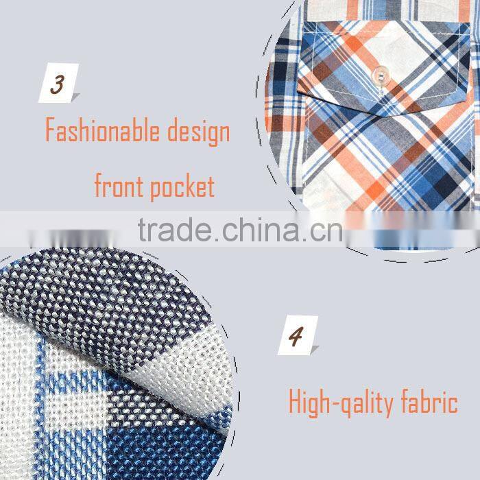 korea boy summer short sleeve kids shirt plaid shirt