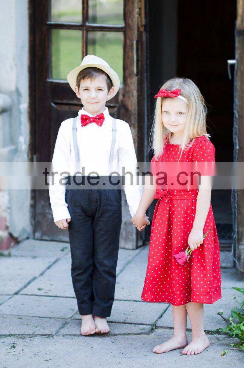 Kids Clothing Wholesale 2016 Fashion Polka Dots Printed Kids Beautiful Model Dresses Sister And Brother Matching Clothing