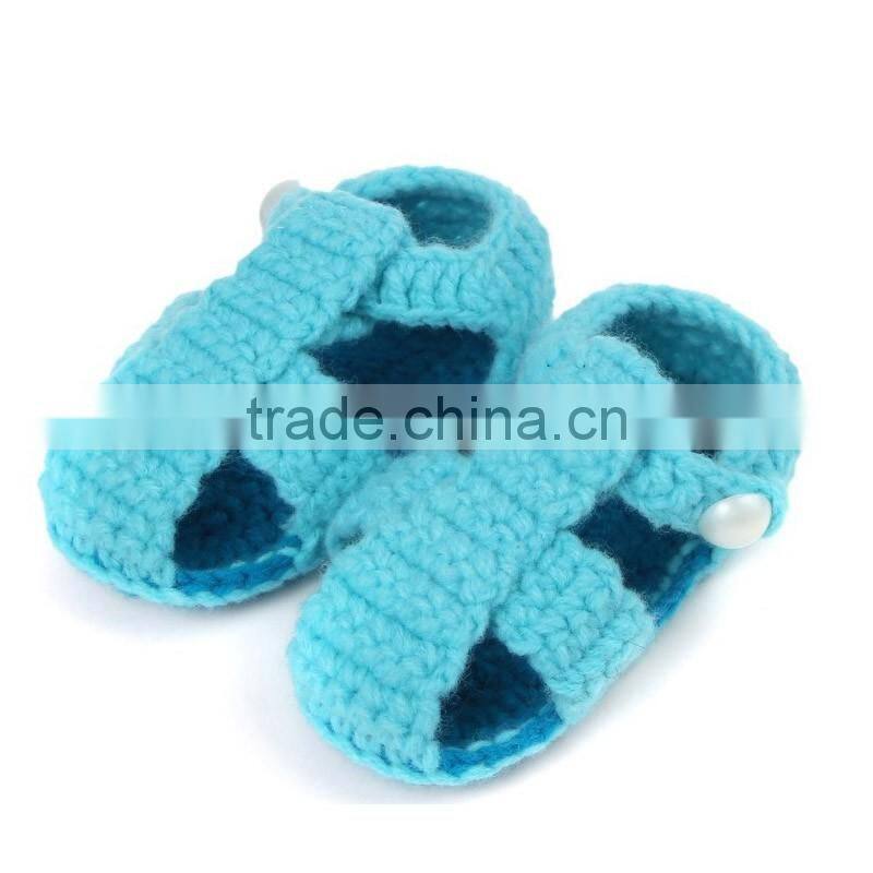 Handmade blue baby sandals crochet baby shoes LBS20151223-62