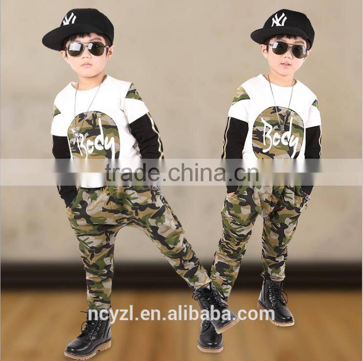 100% cotton handsome military uniform baby winter clothes and printing baby words children hoodies sets