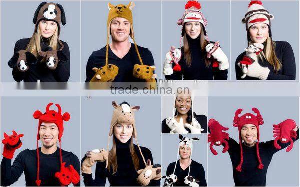 Dog Animal Hat Trendy Gift Lovely Jacquard Crochet Animal Hats