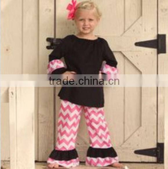 baby boutique ruffle outfits Hot sale Fashion Yellow chevron top and bloomer baby outfits swing set