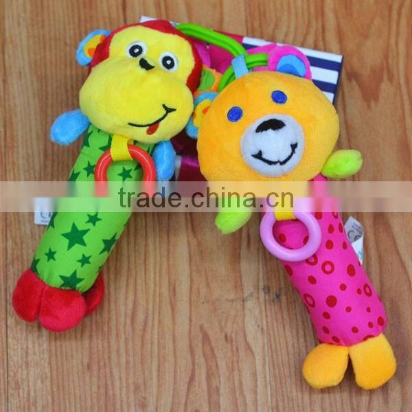 Fuuny animal bell & rattle insert baby educational plush toys bed hanging toys