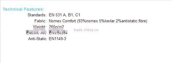 super quality unisex insulated nomex coverall