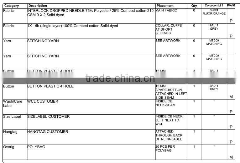 Mens short sleeve fluorescent interlock bulk poly/cotton high visibility polo shirt