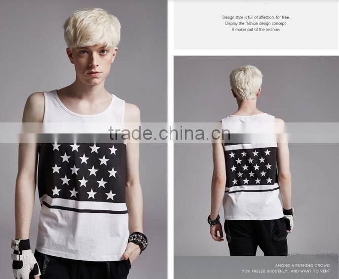 2016 new fashion tops custom men printing tank top