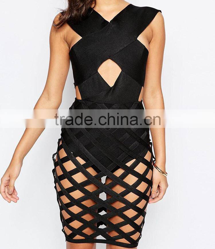 Fashion latest backless women dresses sexy summer bodycon evening bandage dress 2016 for wholesale