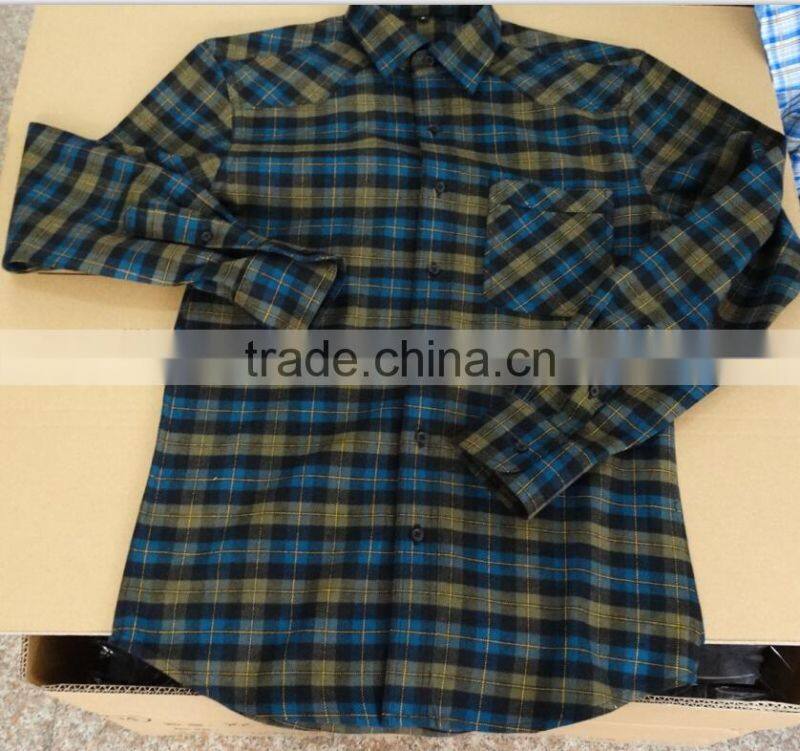 2016 new design men's lined plaid flannel shirt