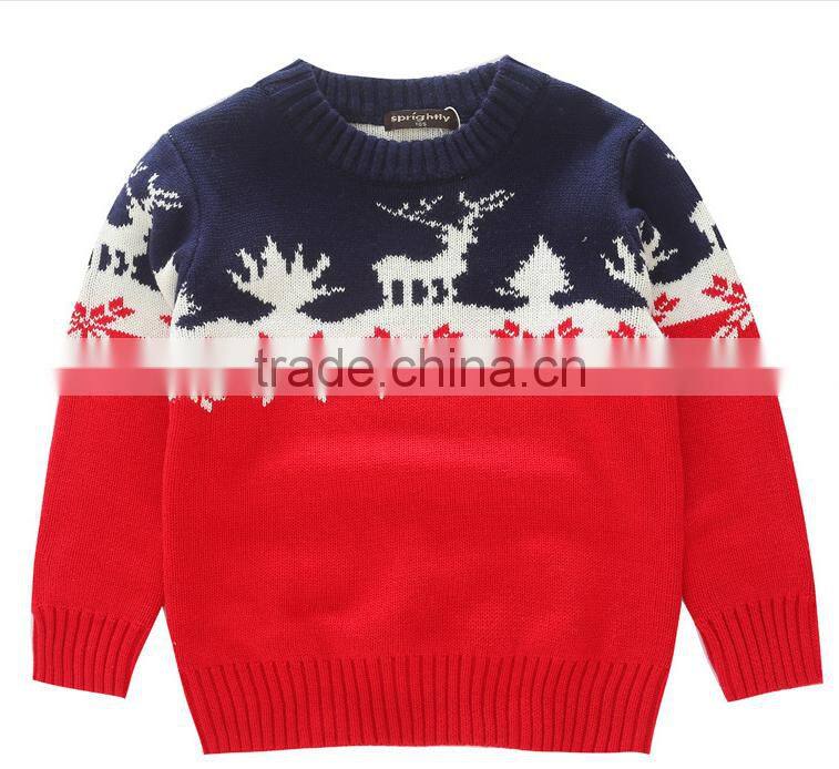 Wholesale Kids Knitted Sweater Boys Little Deer Pattern Sweater Pullover