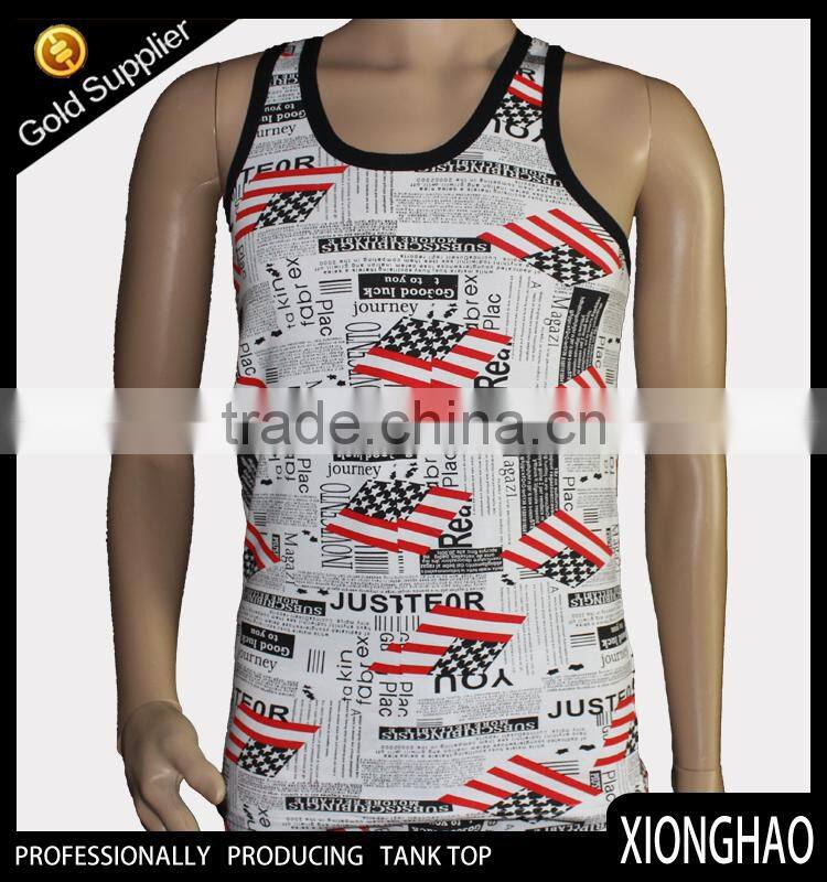 organic cotton blank gym mens stringer singlet wholesale with round neck