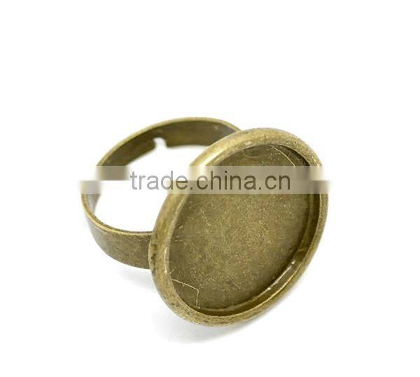 10PCs Antique Bronze Adjustable Rings Blank Settings 18.3mm US 8 Ring Setting