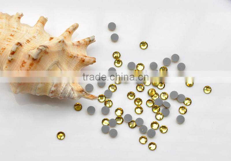 crystal glass DMC Hot Fix Rhinestones with Strong Glue in Jonquil