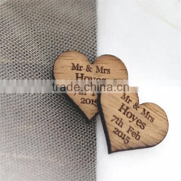 Personalised Wooden Heart Table Decorations, Rustic, Vintage Wedding Favours