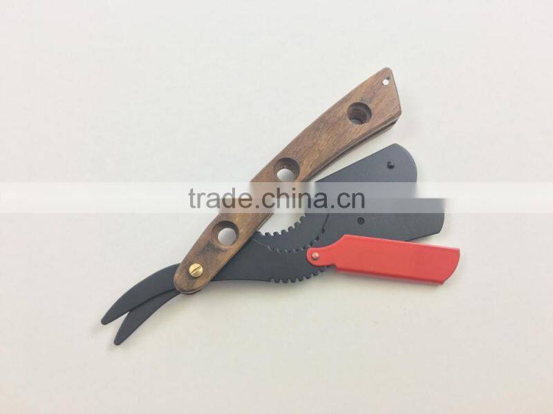 Straight Edge Barber Shaving Razor Wooden Handle