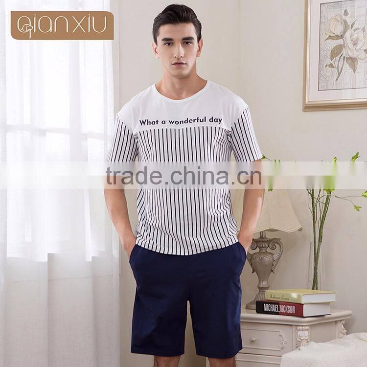 Competitive price Qianxiu men summer onesie fashion cotton sleepwear pajamas