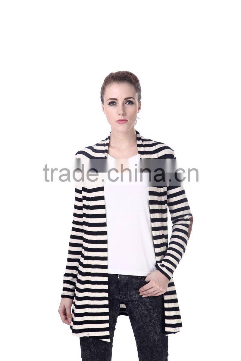 Wholesale wool knitted sweater cardigan zebra stripe women