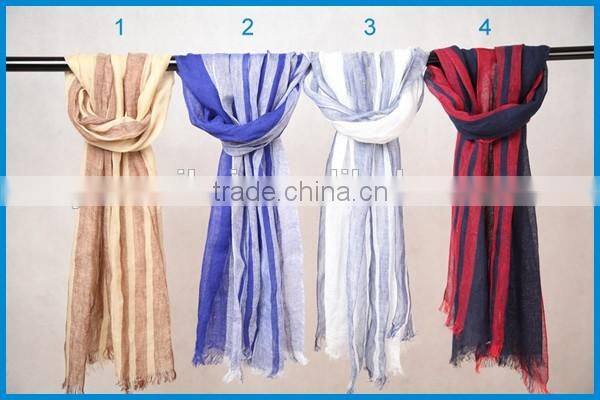 High quality classical striped design 100%linen men's scarf