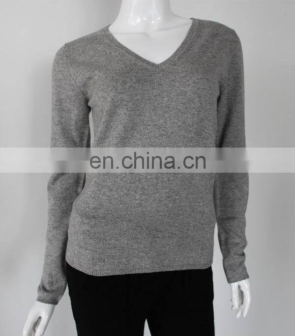 Sharrefun classical style v neck 12gg cashmere silk sweater