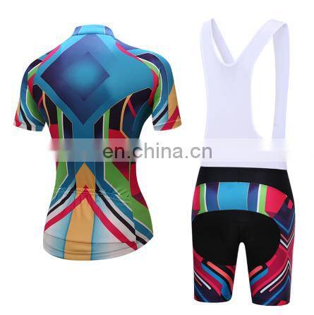 Colorful Women Cycling Jersey Bike Wear (Bib) shorts set Outdoor Sportwear Short Sleeve Cycling Clothing Suit