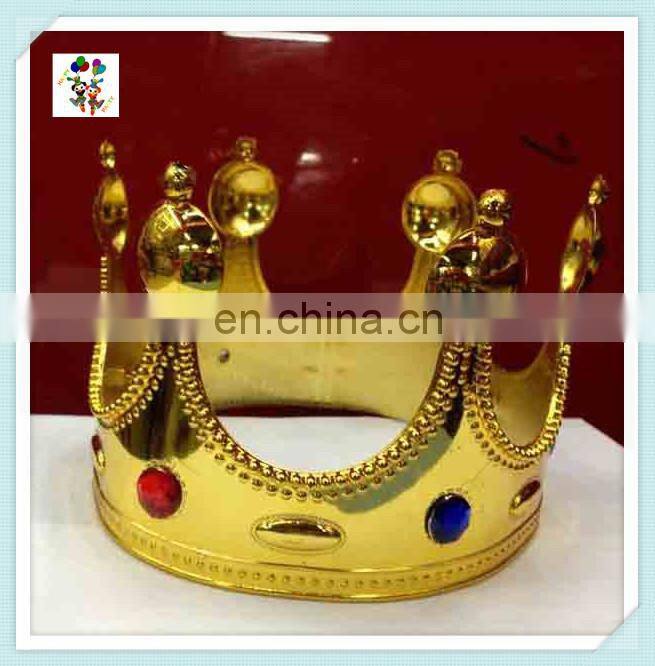 Cheap Plastic Party Fancy Dress Golden King and Queen Crowns HPC-0799