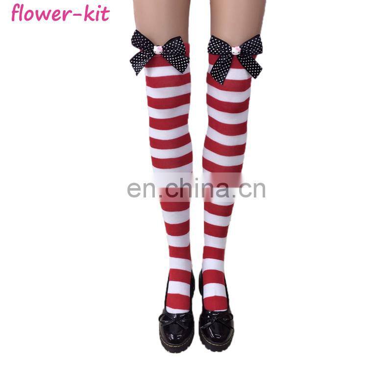 Korean Style Fashion Stripe Long High Tight Stcokings For Women