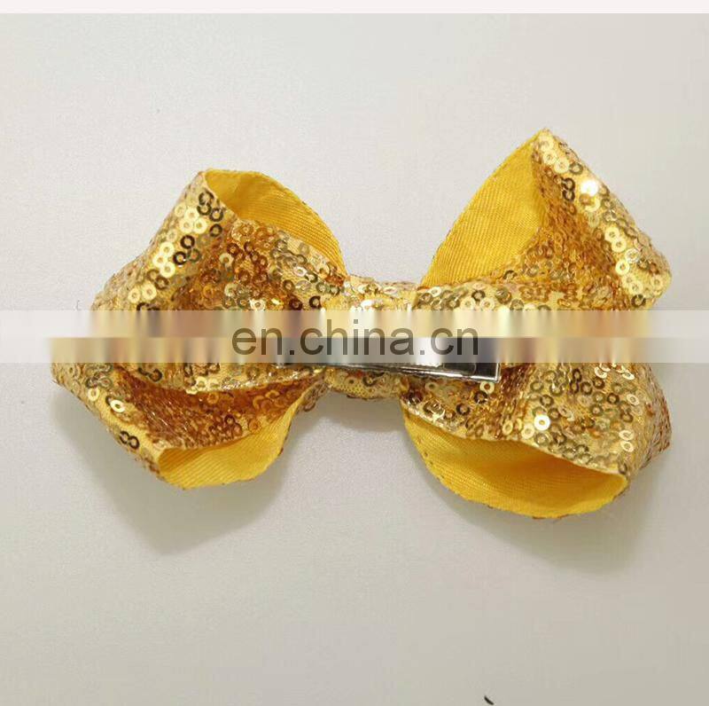 Hot sale big bow with Metal Hair Clips 12cm sequin bow alligator Clips for kids