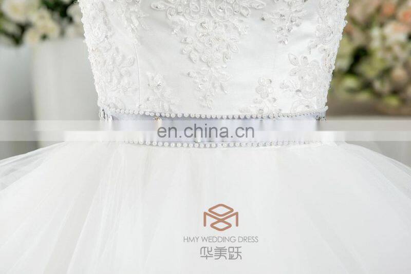 Alibaba China supplier new style lace Handmade Beaded Strapless Fit Wedding Dress