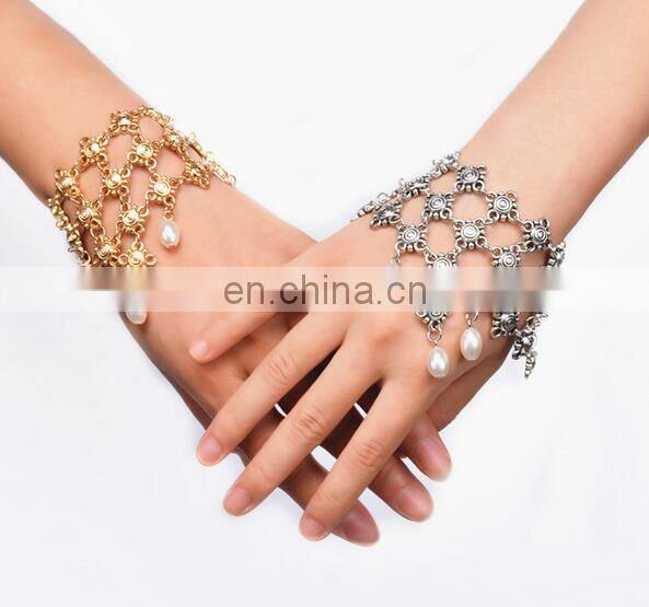 Matching Jewelry layered Golden Chain Pendant Pearl Beads Tassel Bracelet