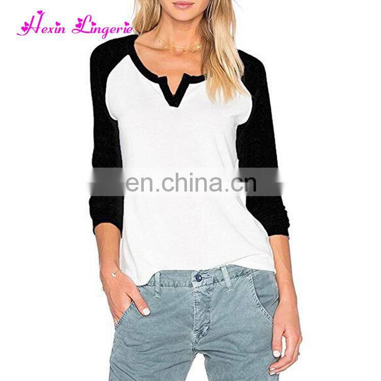 Without Moq Fashion Black Long Sleeves Running Blank Fitted Lady T-shirt