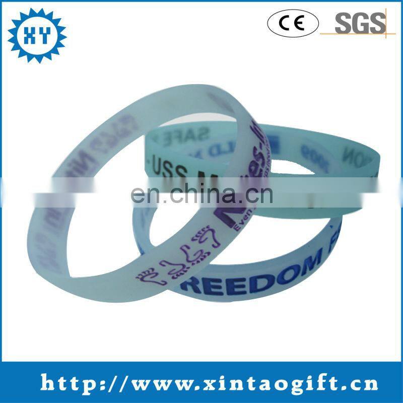 2014 Hot Sale Silicone Ribbon Personal Blue Free Sample Bracelet