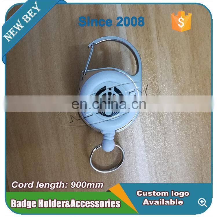 Custom 90Cm Reel Epoxy Dome Logo White Plastic Id Badge Holder With Belt Clip