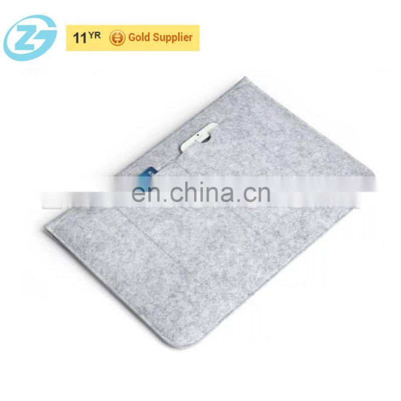 Cheap Customized Printing Logo Grey Lightweight Felt Laptop Bag Two Laptops