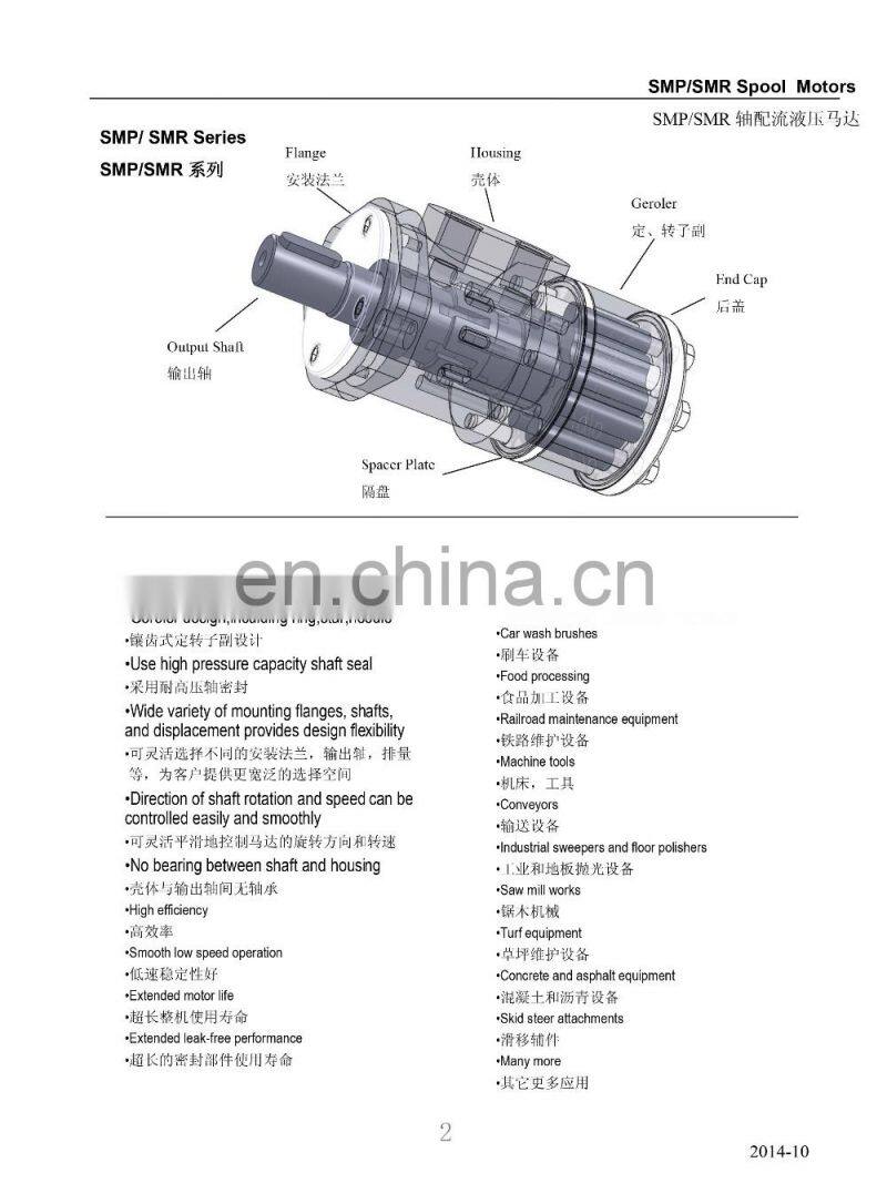 Good price manufacturer china hydraulic gear pump motor 50 cc/r 859 RPM 45 LPM 84 N.m 138bar