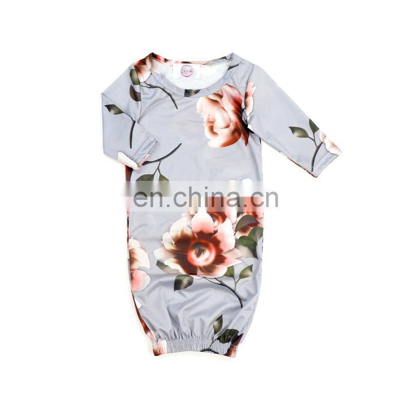 Newborn Baby Stylish Brushed Silkmilk Flower Printing Baby Sleep Gown Clothes Wholesale Baby Girls Sleeping Bags.