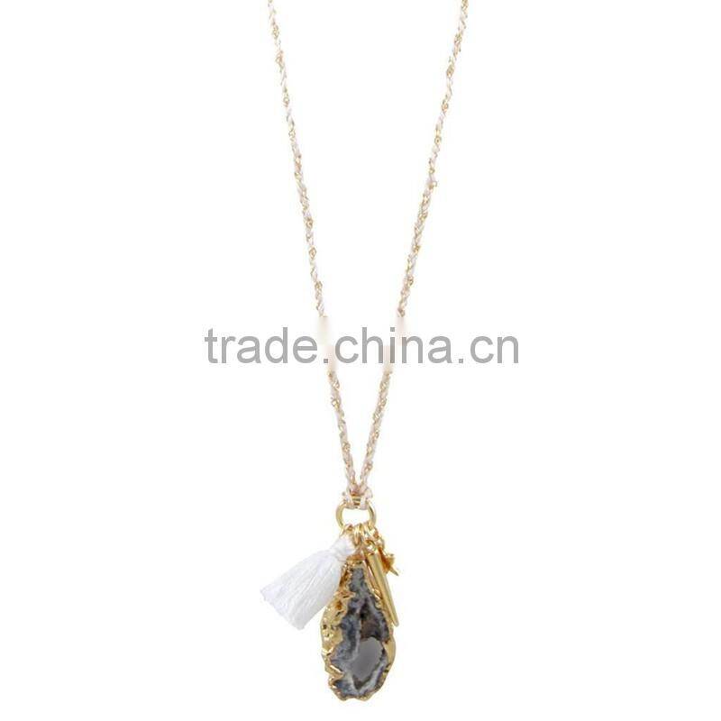 DY103 2016 wholesale feather tassel bead necklace