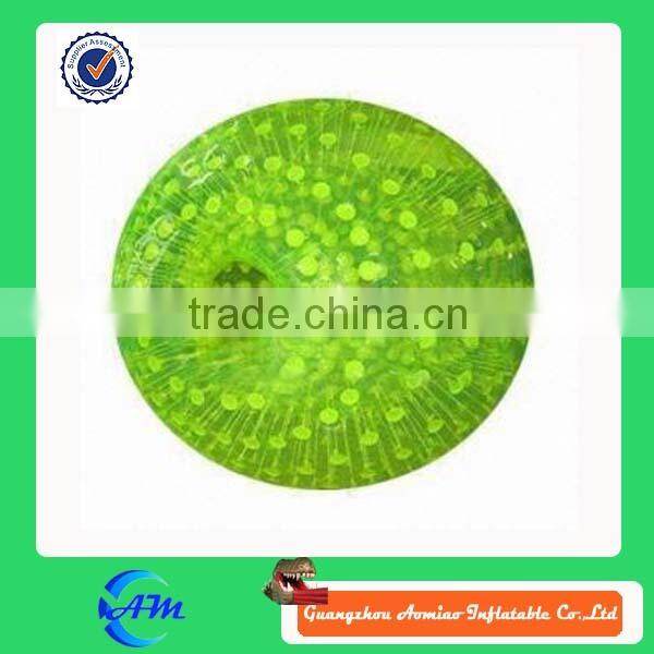 Transparent inflatable water roller with red dots, water filled lawn roller for fun