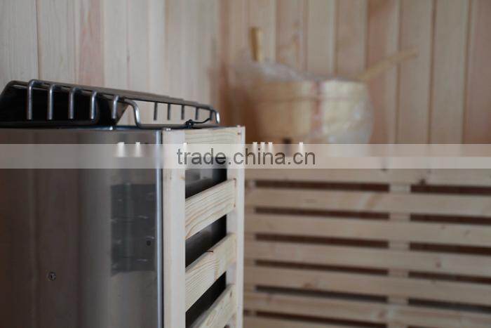 Traditional Sauna room with Sauna stove with digital controller