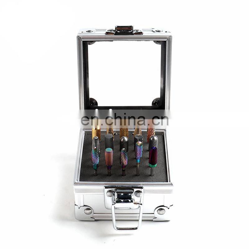 2021 Wholesale Label Carbide Drill Bit Sets Case Manicure Pedicure Electric Metal Nail Box Medium Nail Drill bits Holder