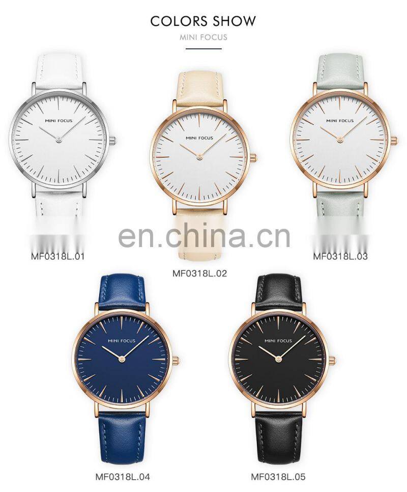 MINI FOCUS 0318L Women Quartz Watches Waterproof Girls Dress Brand Luxury Fashion Casual Ladies Watch Leather Strap Wristwatches